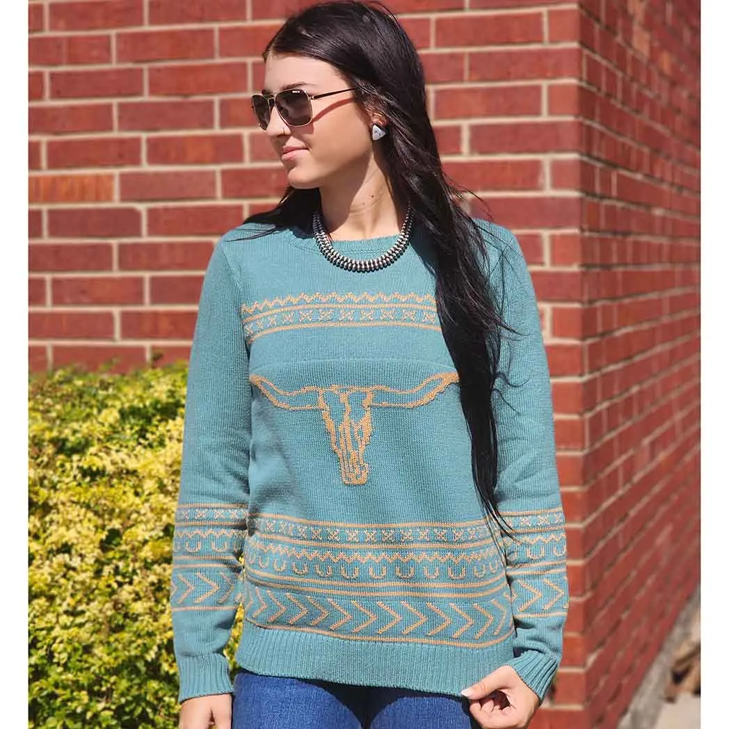 Aqua Longhorn Sweater
