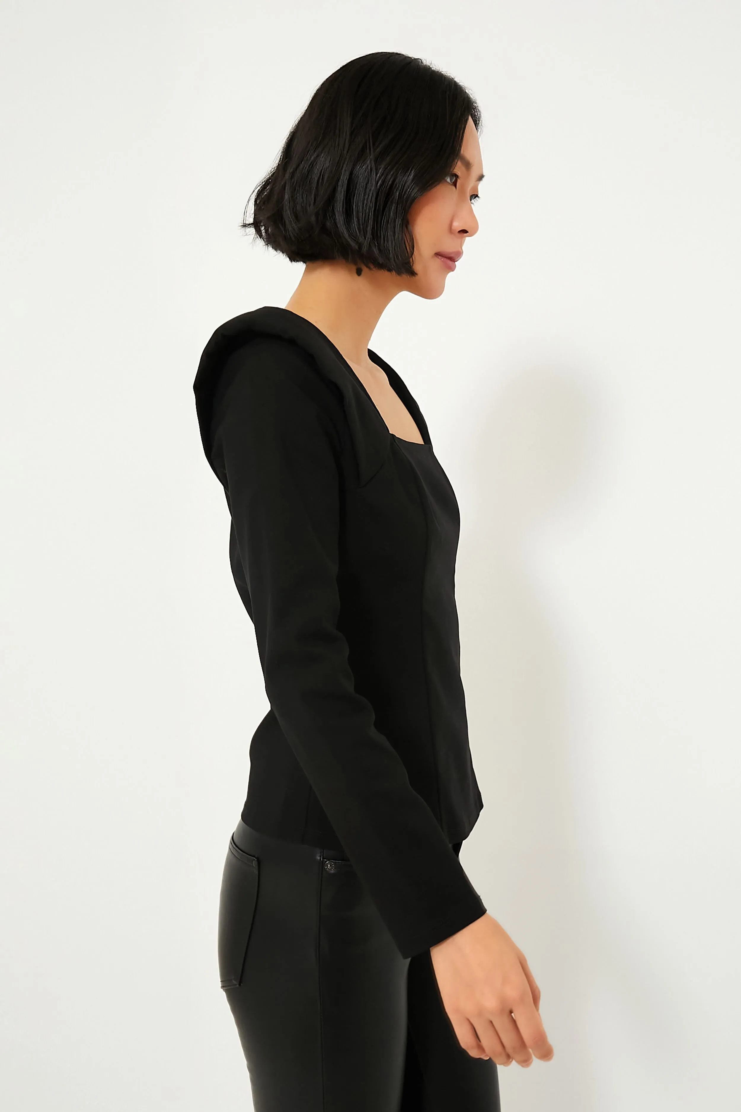 Black Long Sleeve Hepburn Blouse