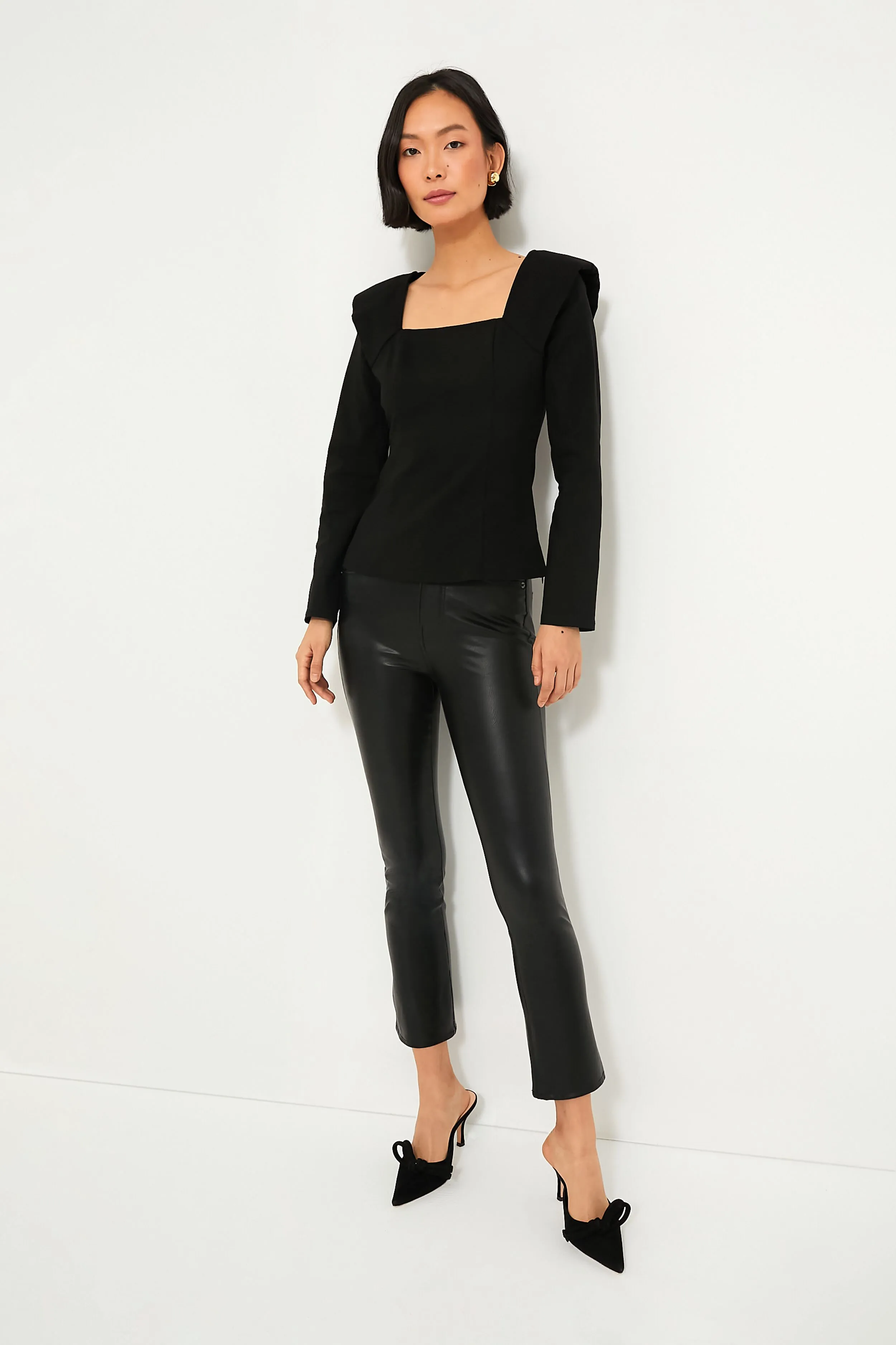 Black Long Sleeve Hepburn Blouse