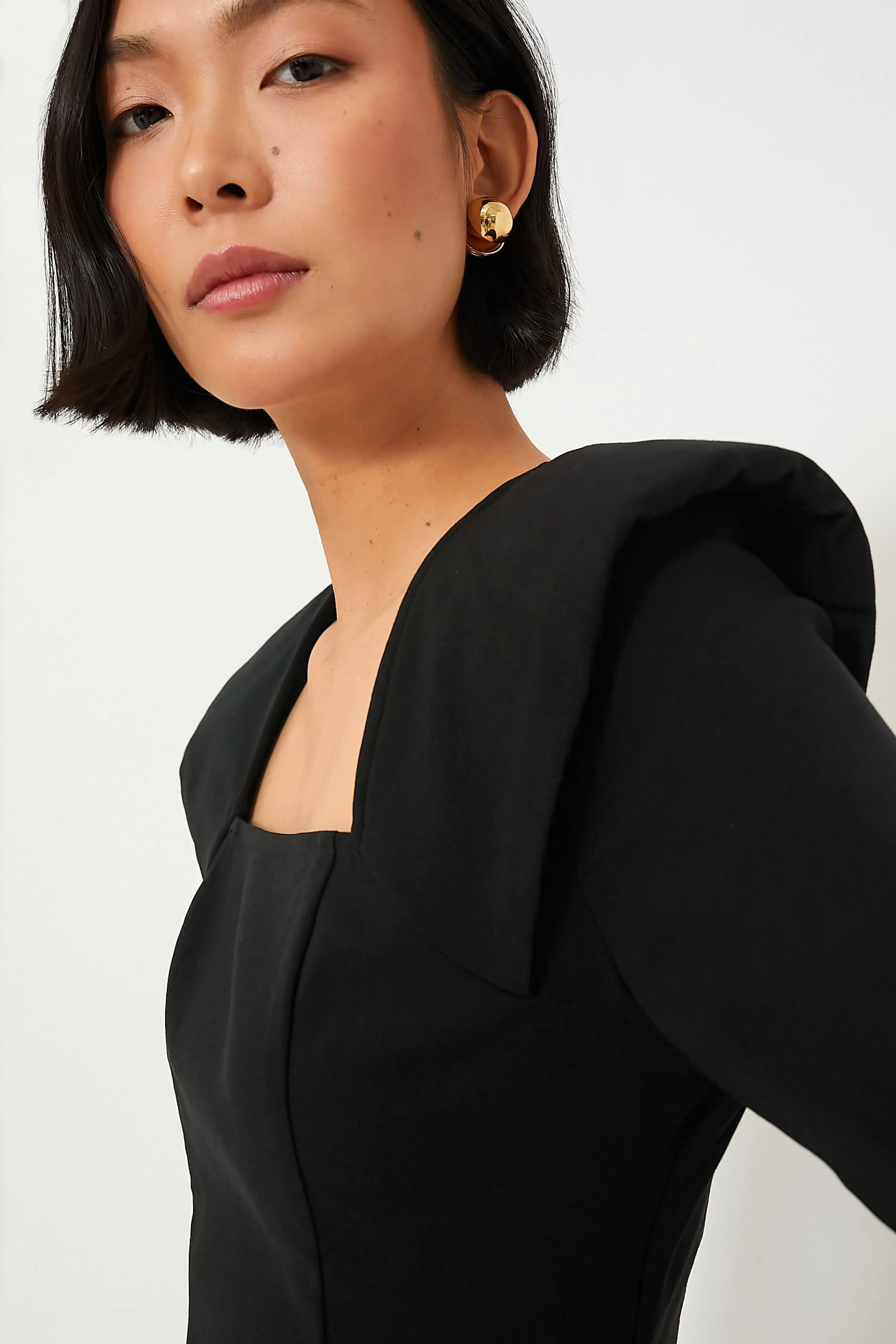 Black Long Sleeve Hepburn Blouse