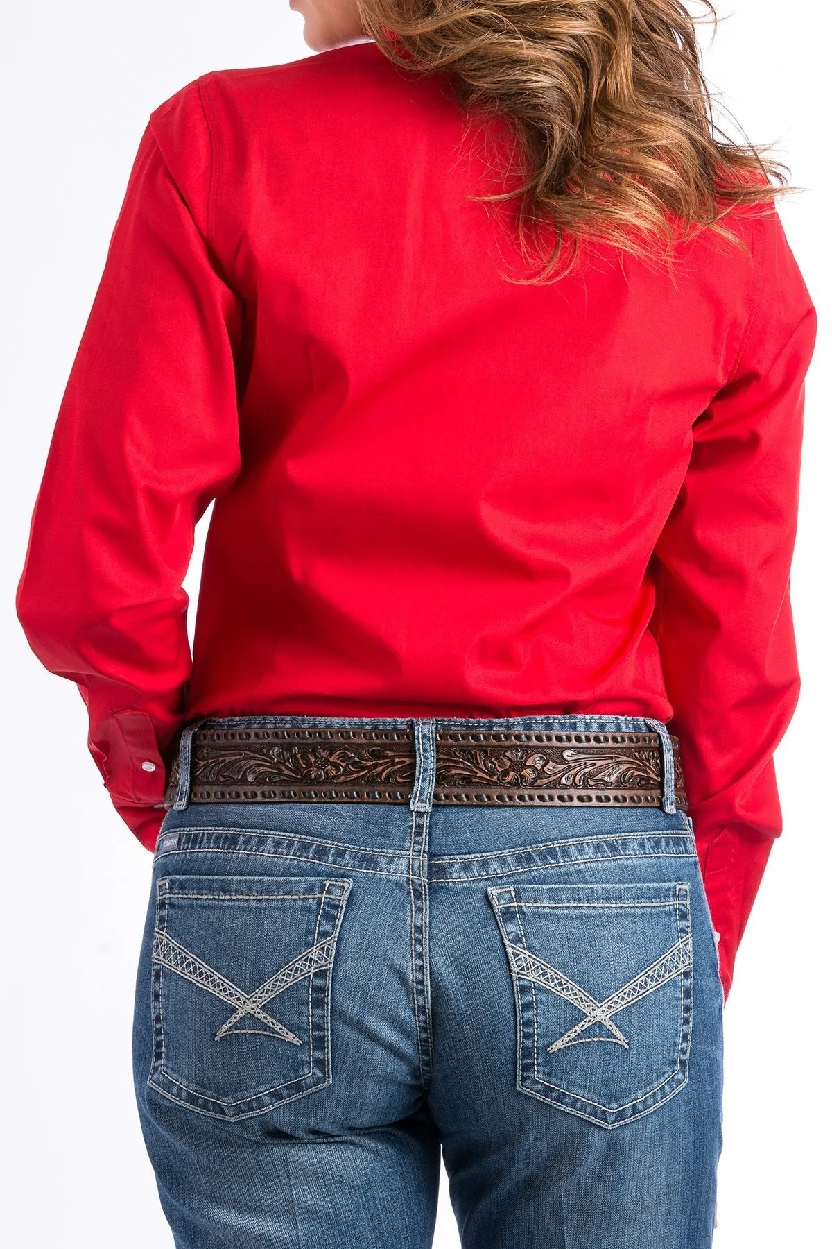 Cinch Ladies Womans Solid Red Button-Down Western Shirt Style MSW9164032