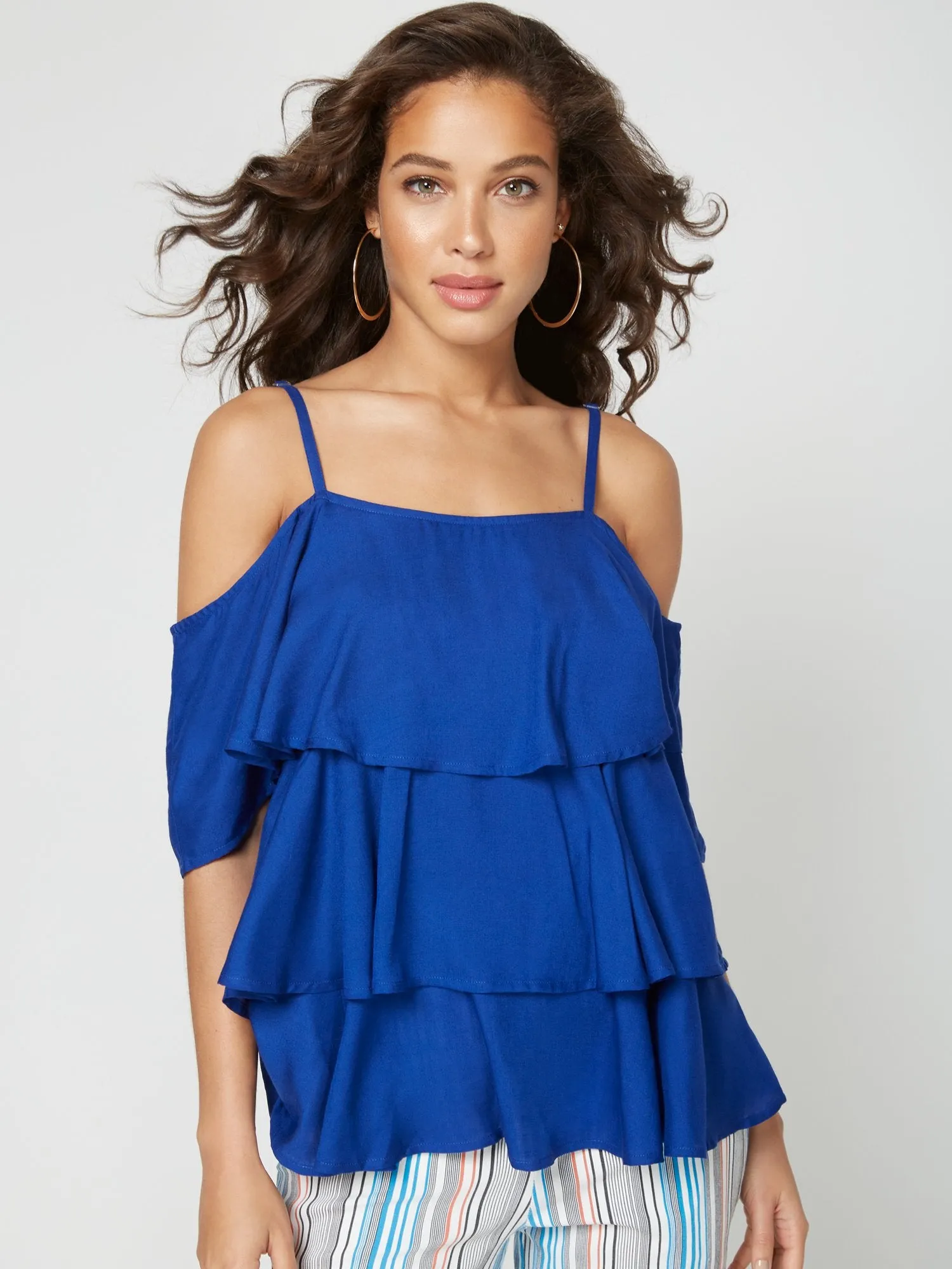 Cold-Shoulder Tiered Top
