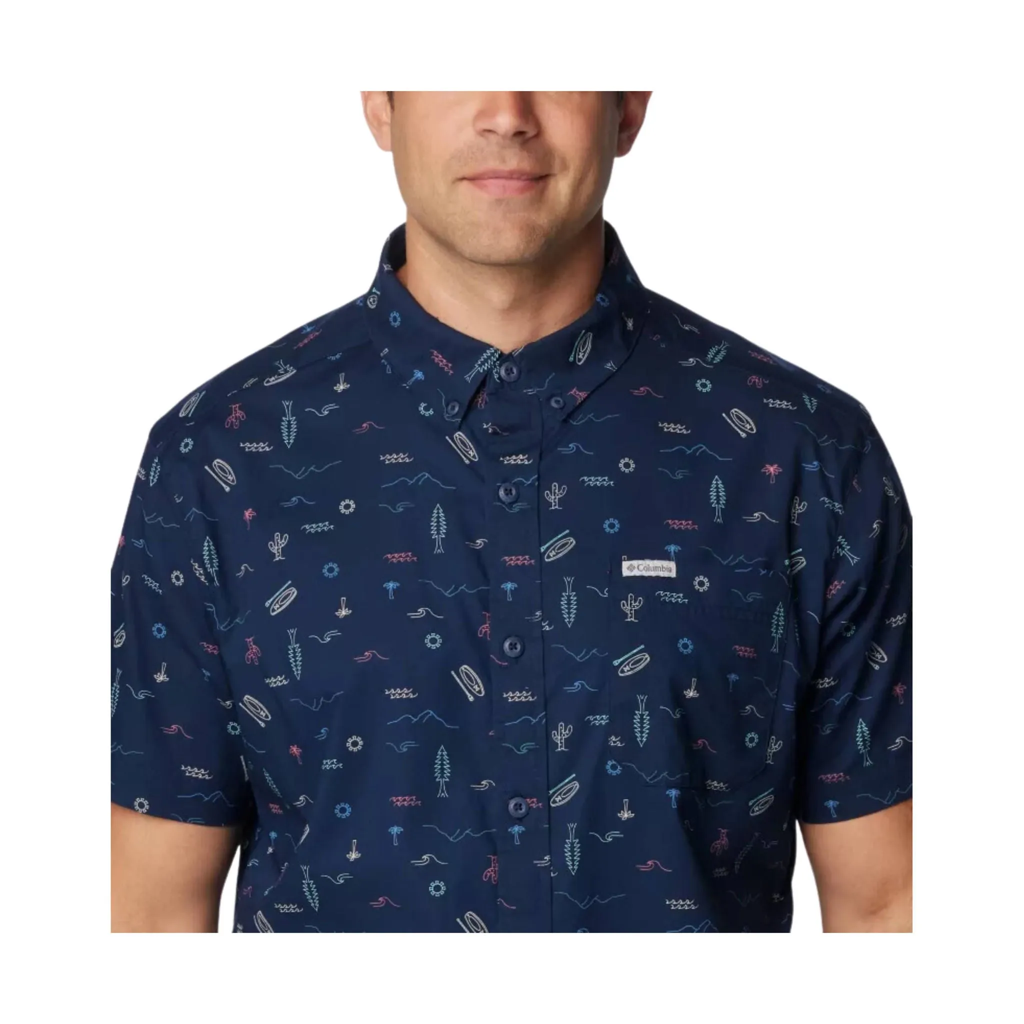 Columbia Men's Rapid Rivers Printed Short Sleeve - Collegiate Navy - ONLINE STORE CREDIT/EXCHANGE ONLY