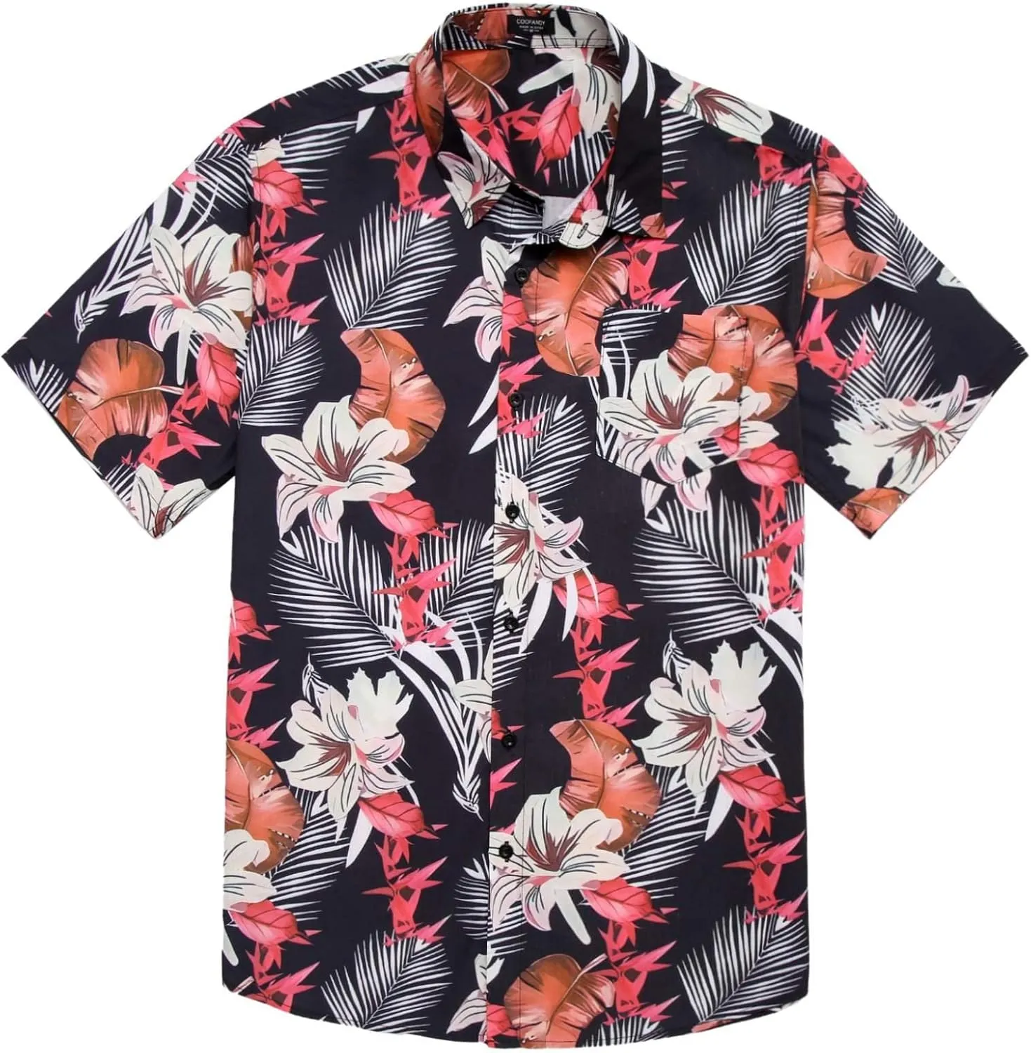 COOFANDY Mens Hawaiian Tropical Shirt Short Sleeve Casual Button Down Floral Summer Beach Shirts with Pocket