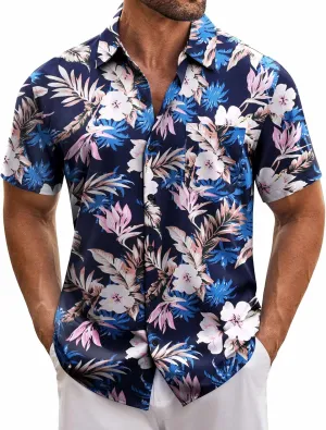 COOFANDY Mens Hawaiian Tropical Shirt Short Sleeve Casual Button Down Floral Summer Beach Shirts with Pocket