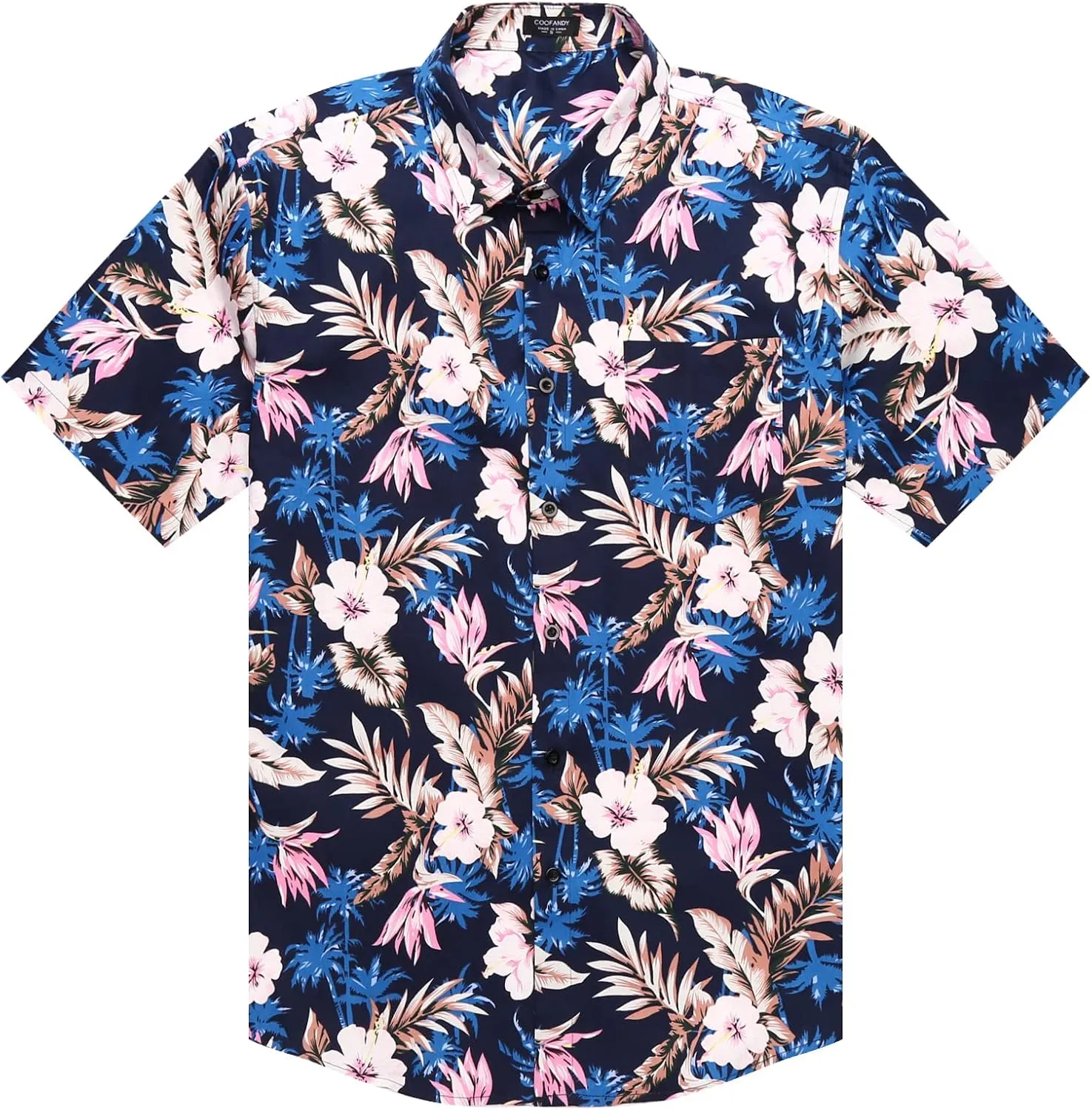 COOFANDY Mens Hawaiian Tropical Shirt Short Sleeve Casual Button Down Floral Summer Beach Shirts with Pocket