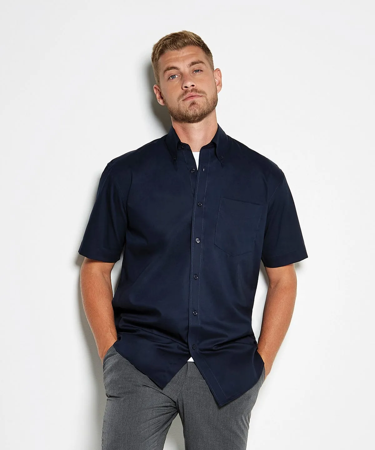 Corporate Oxford shirt short-sleeved (classic fit) | Bottle