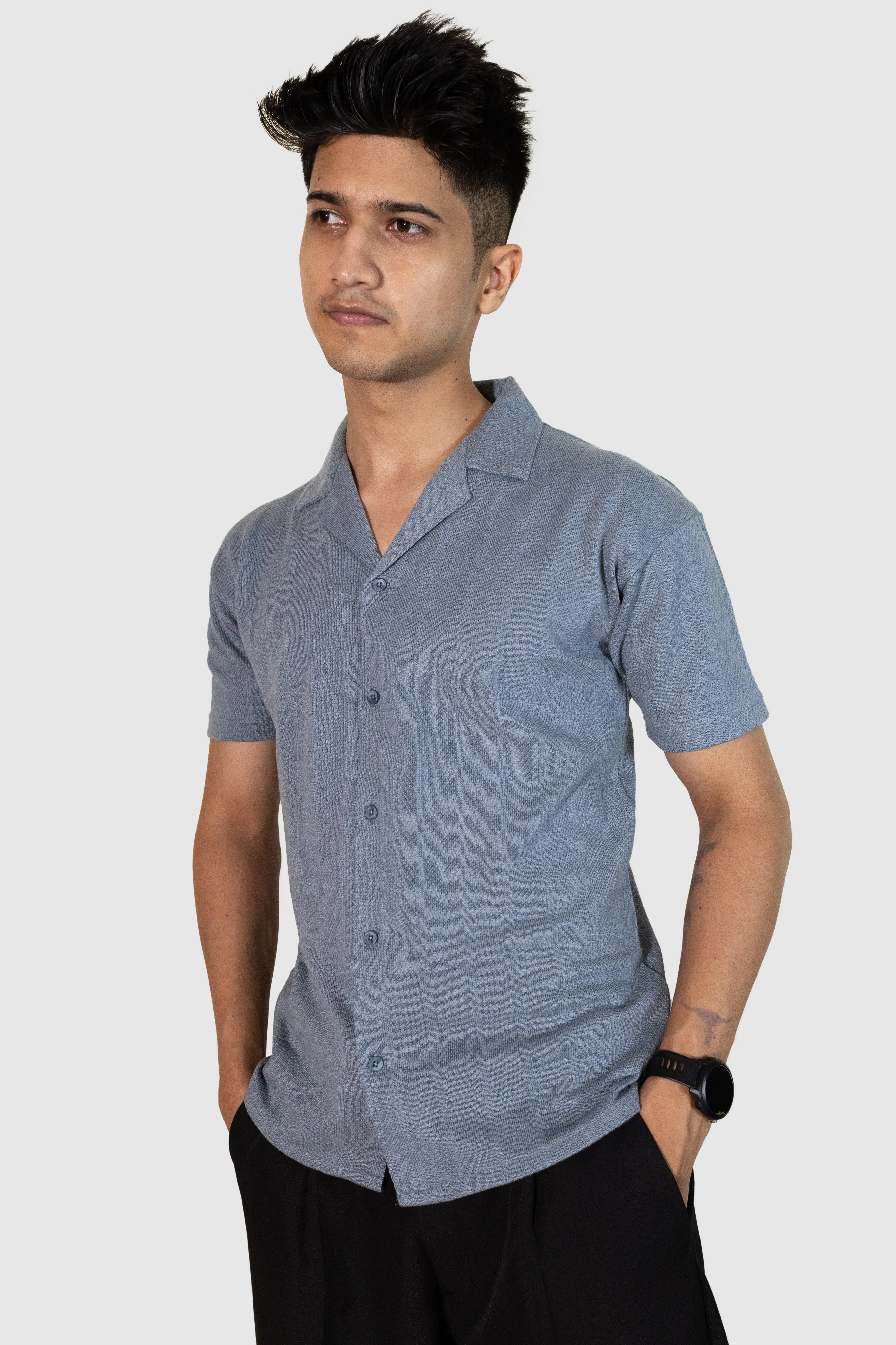Cuban Stripe Shirt - Sky Blue