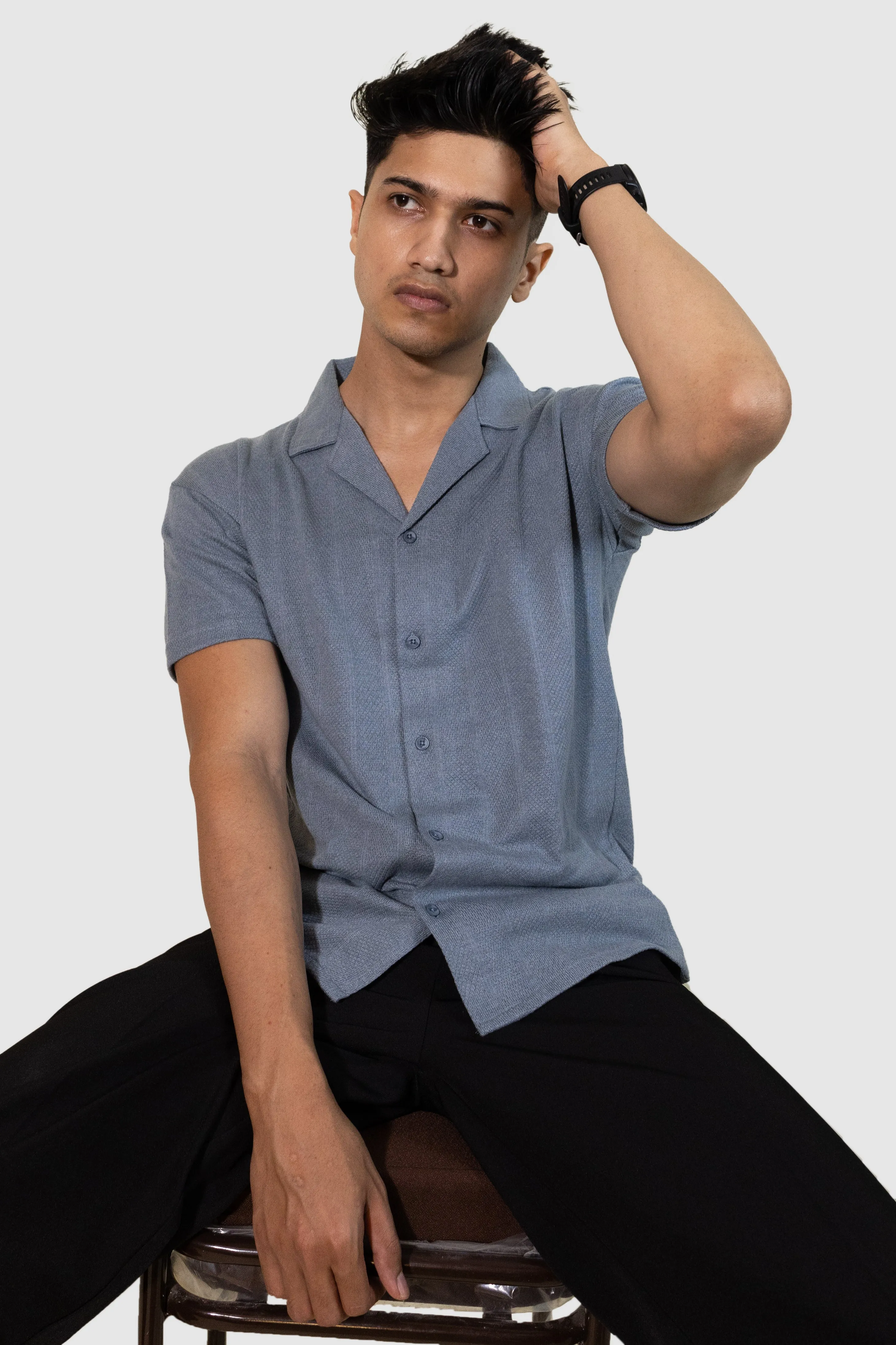 Cuban Stripe Shirt - Sky Blue