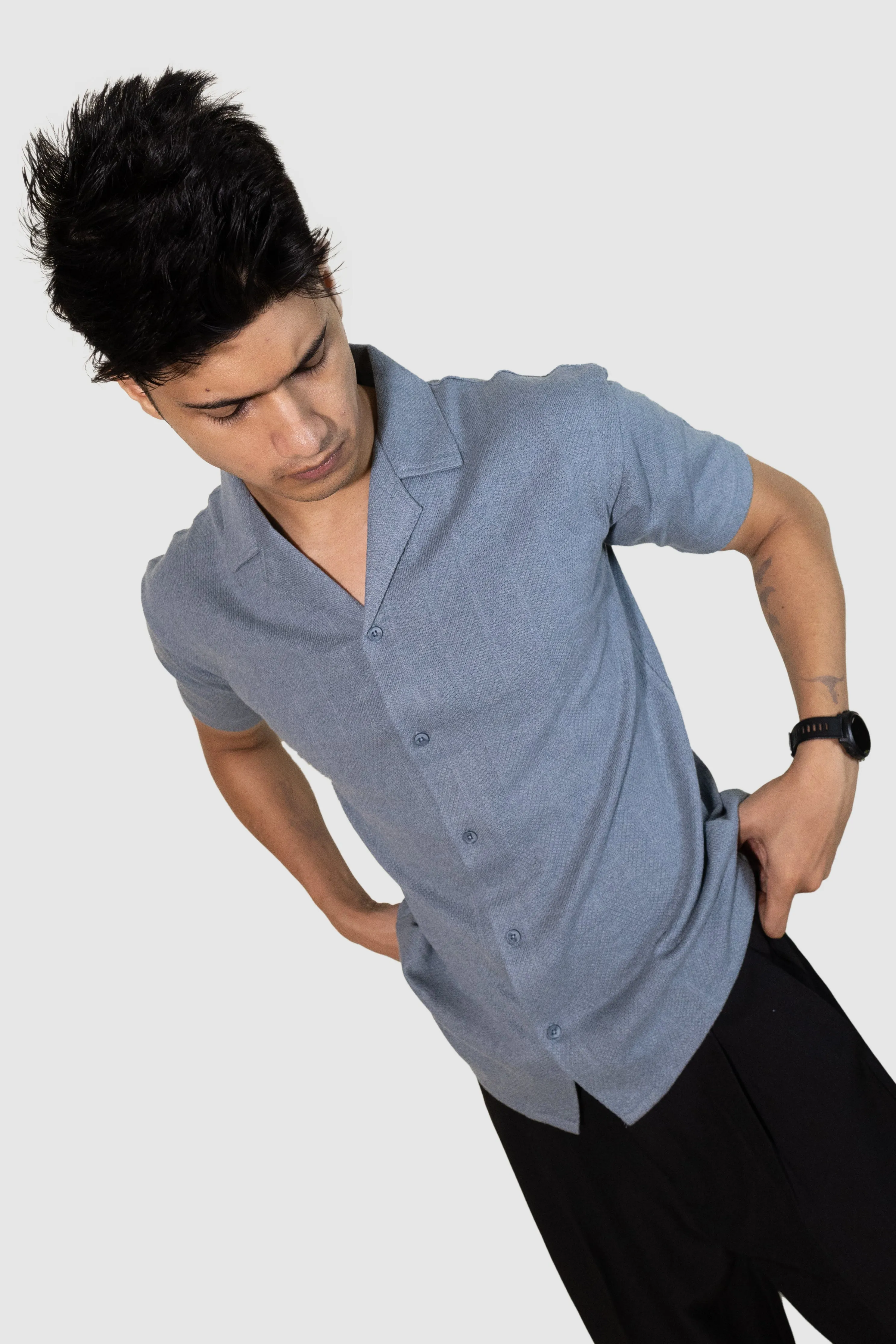 Cuban Stripe Shirt - Sky Blue