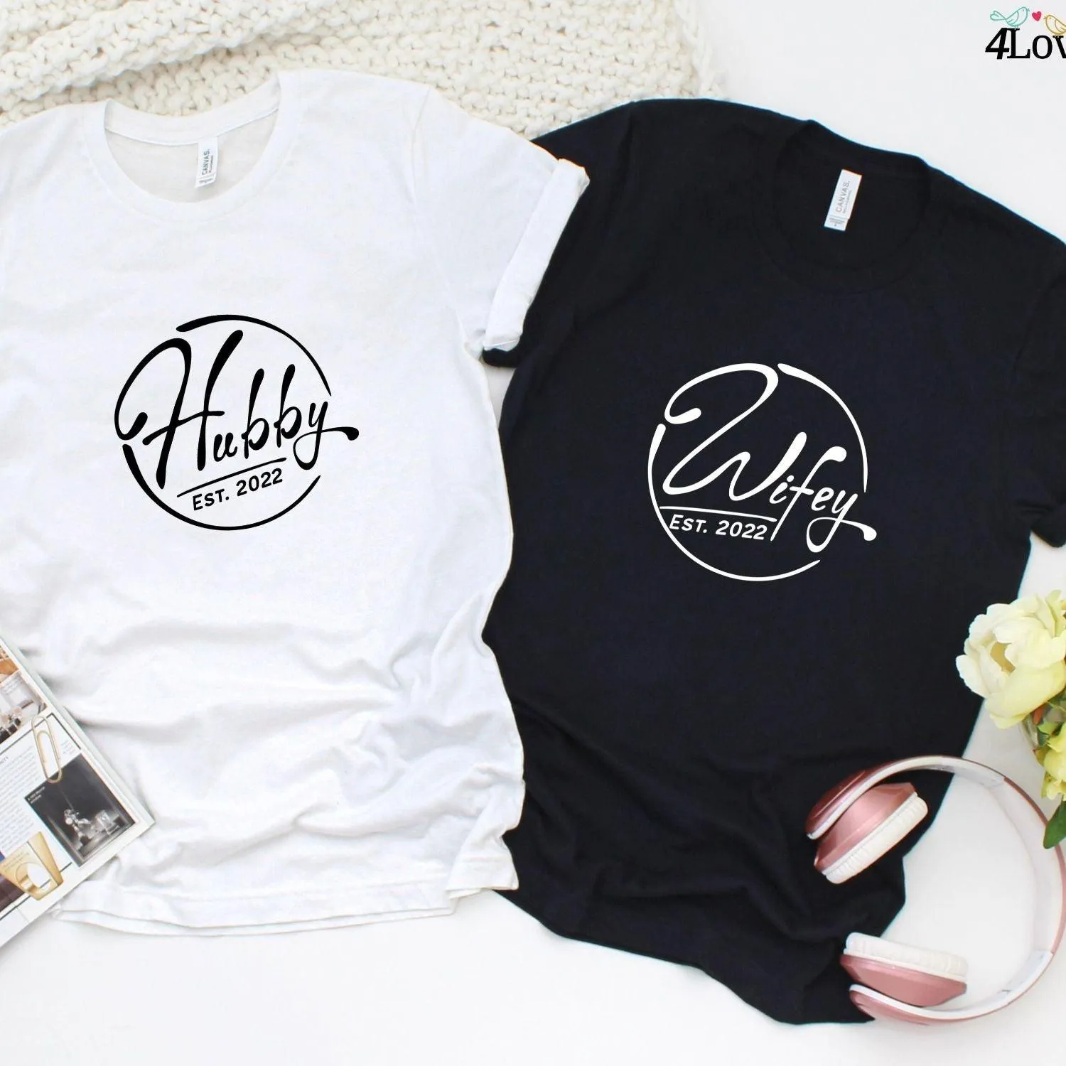 Custom Est. Matching Outfits: Hubby & Wifey Edition, Perfect Honeymoon Attire, Ideal Couples' Gift