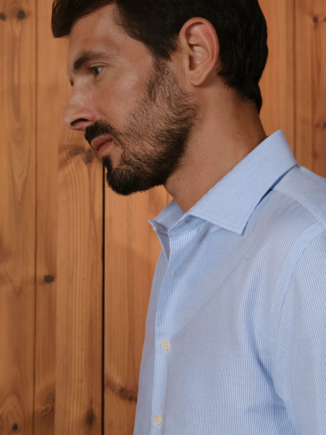 Dress Shirt Slim Fit Stripes Blue/White