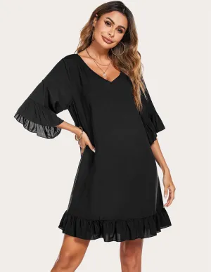 Ekouaer Ruffled Hem Sleep Dress (US Only)