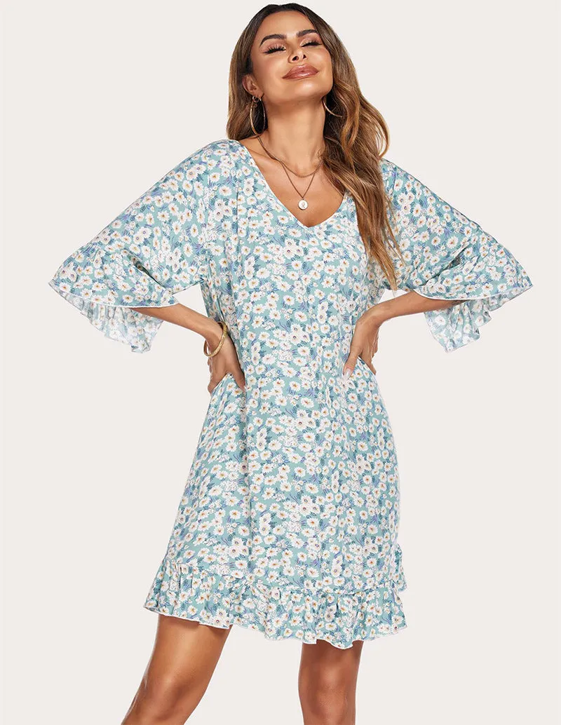 Ekouaer Ruffled Hem Sleep Dress (US Only)