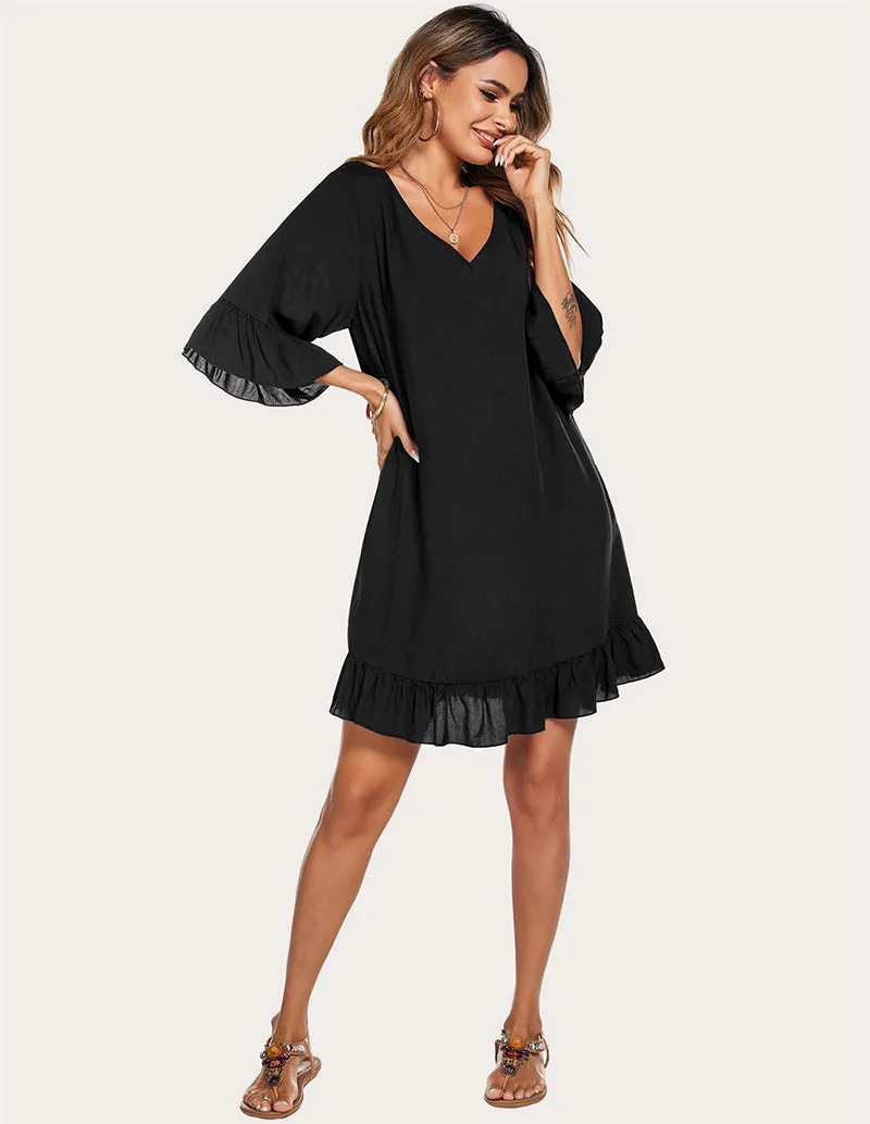 Ekouaer Ruffled Hem Sleep Dress (US Only)