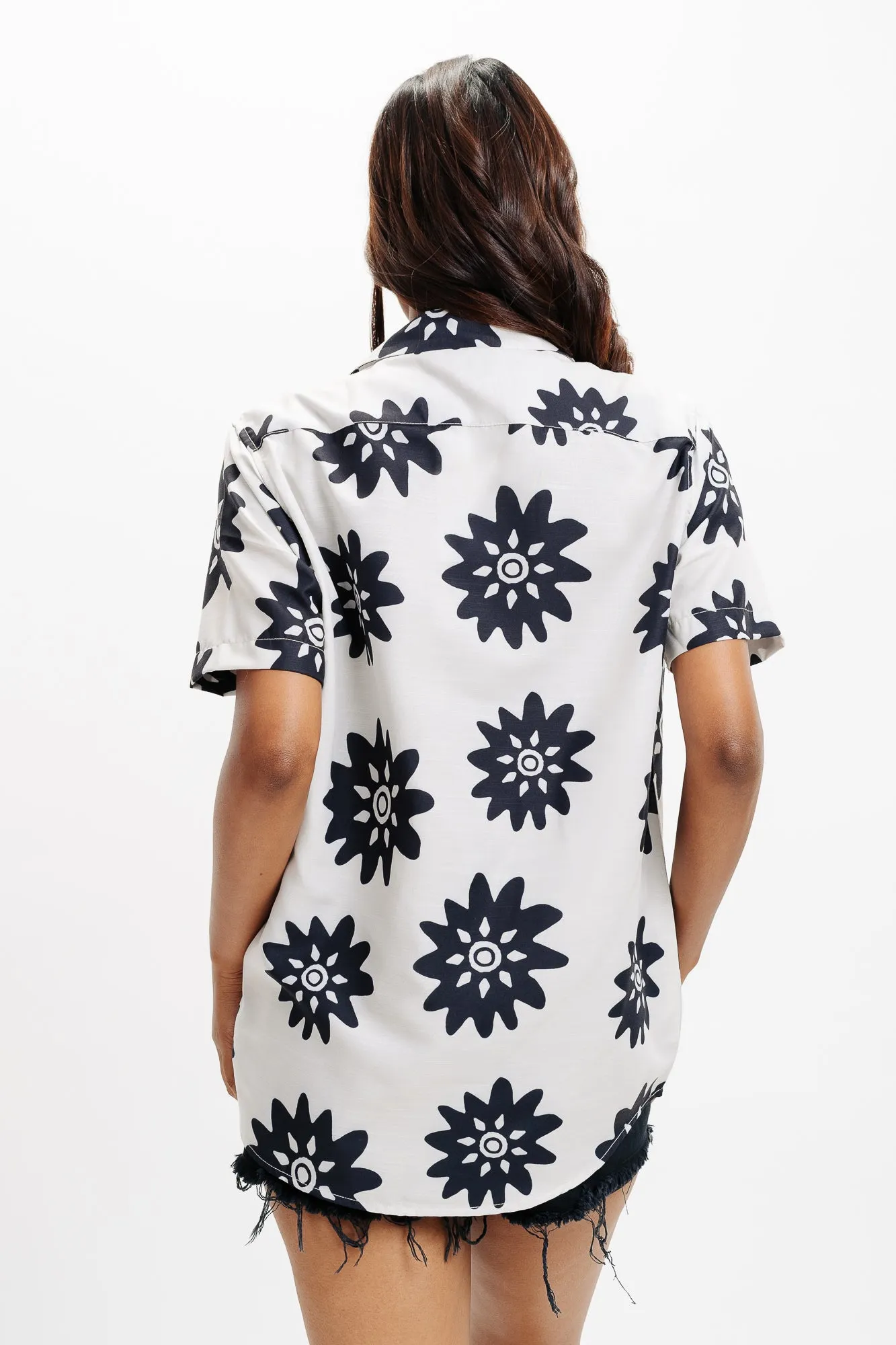 Flower Print Linen Shirt