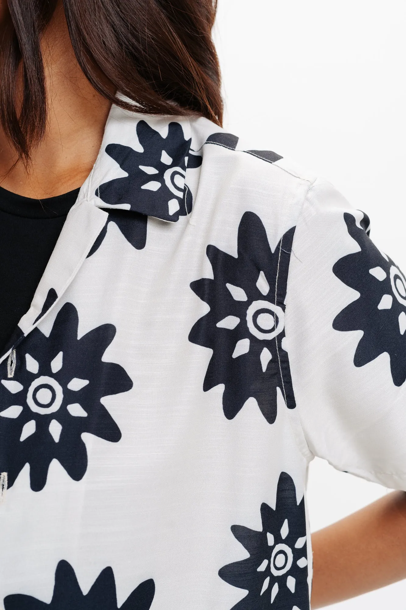 Flower Print Linen Shirt
