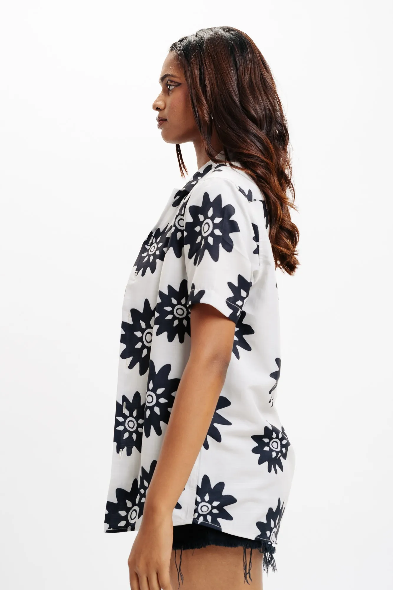 Flower Print Linen Shirt