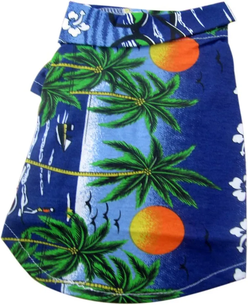 Hawaiian Beach Coconut Tree Print Dog Shirt Summer Camp Shirt Clothes (Yellow M)