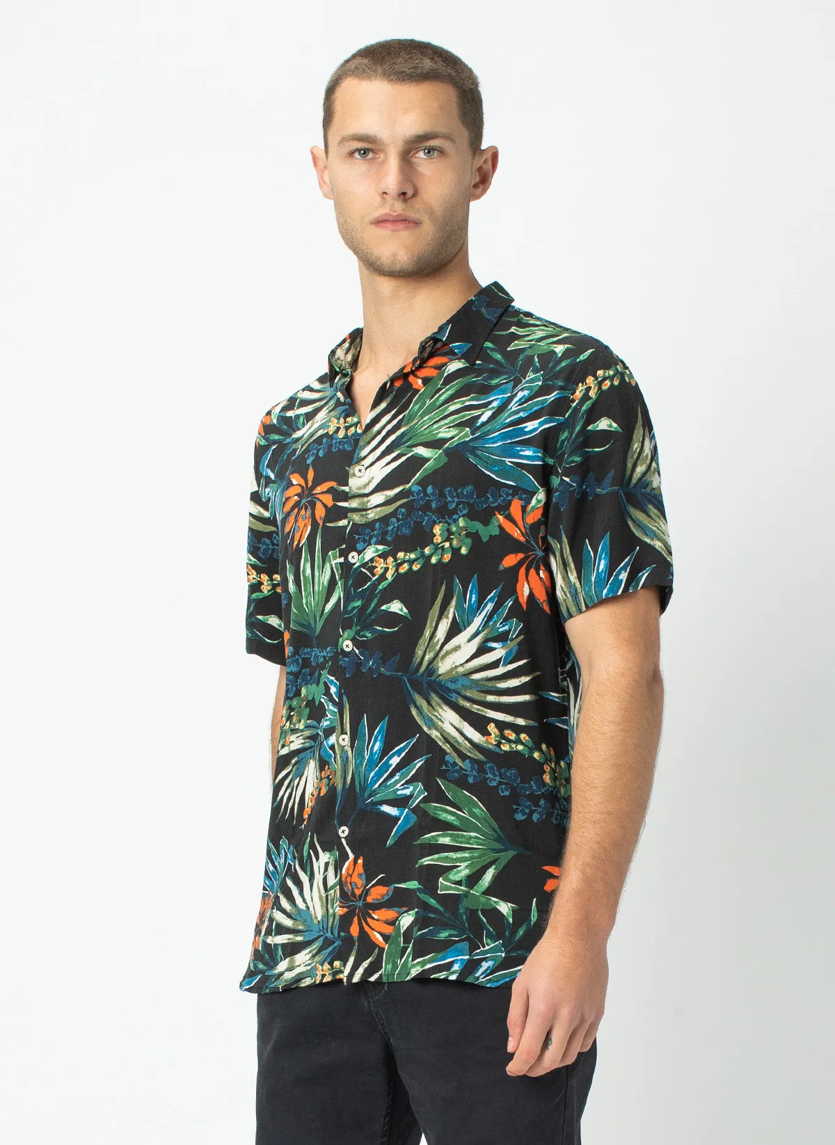 Holiday Short-Sleeve Shirt Black Tropics - Sale