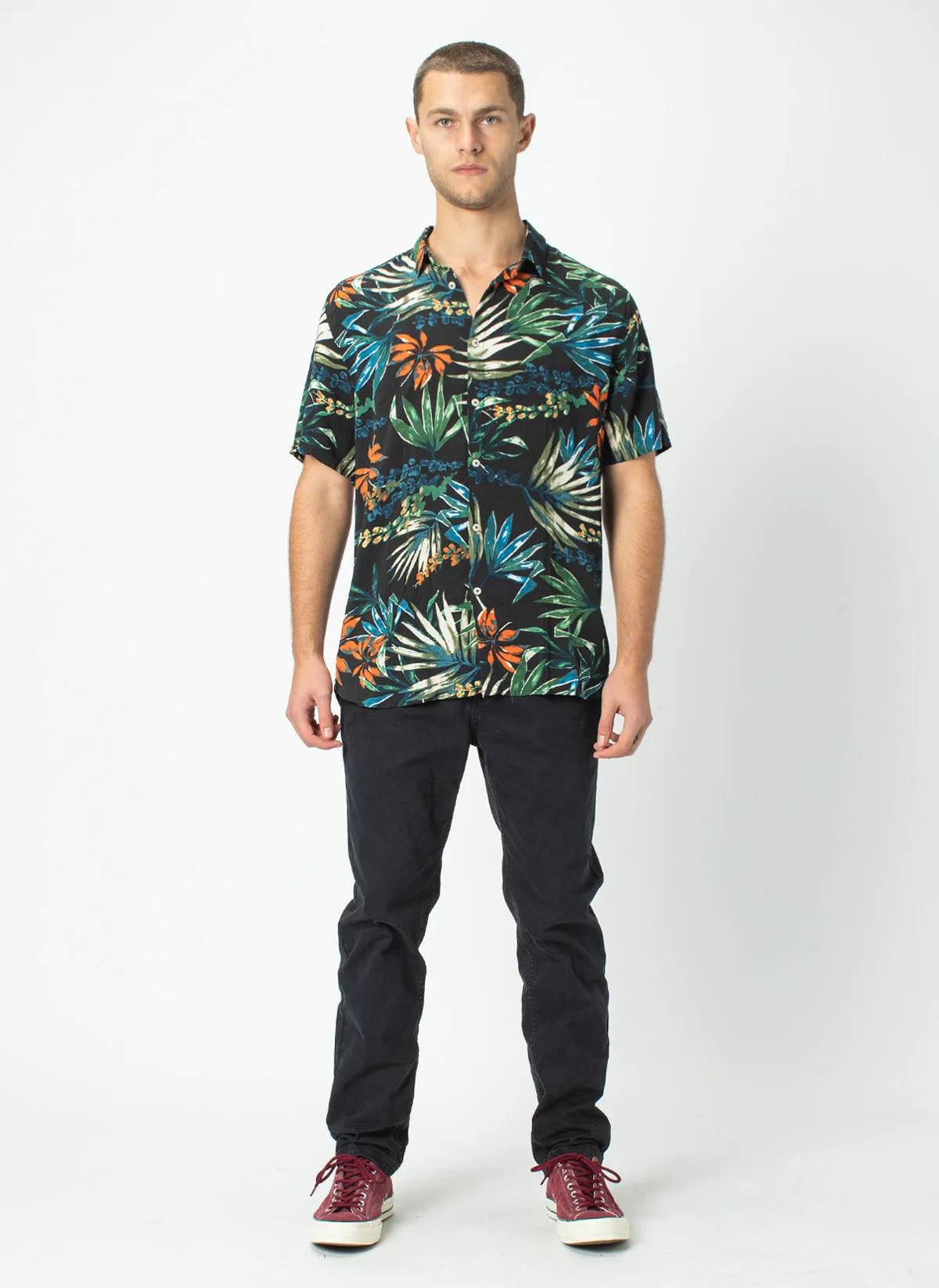 Holiday Short-Sleeve Shirt Black Tropics - Sale
