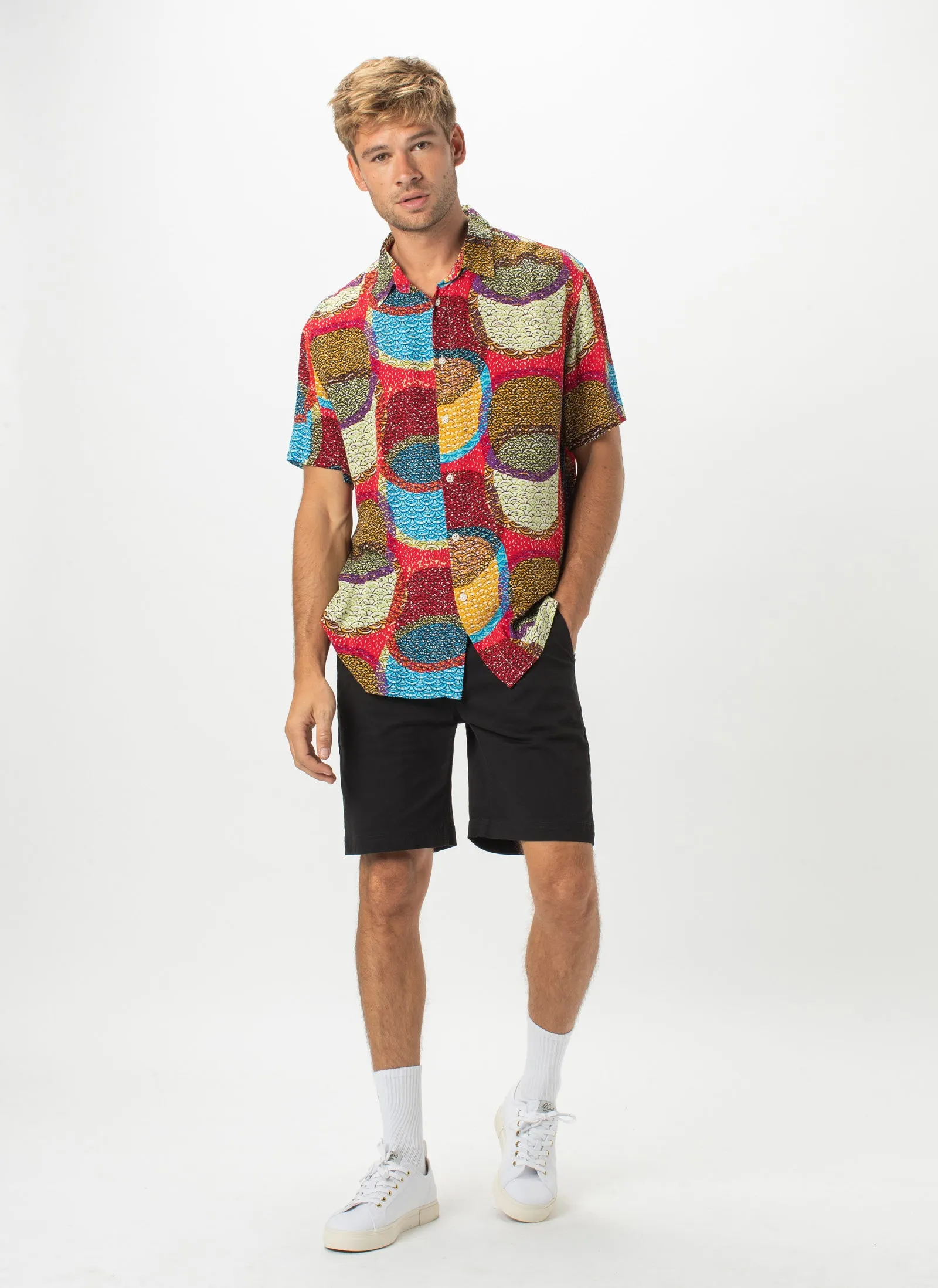 Holiday Short-Sleeve Shirt Red Disco