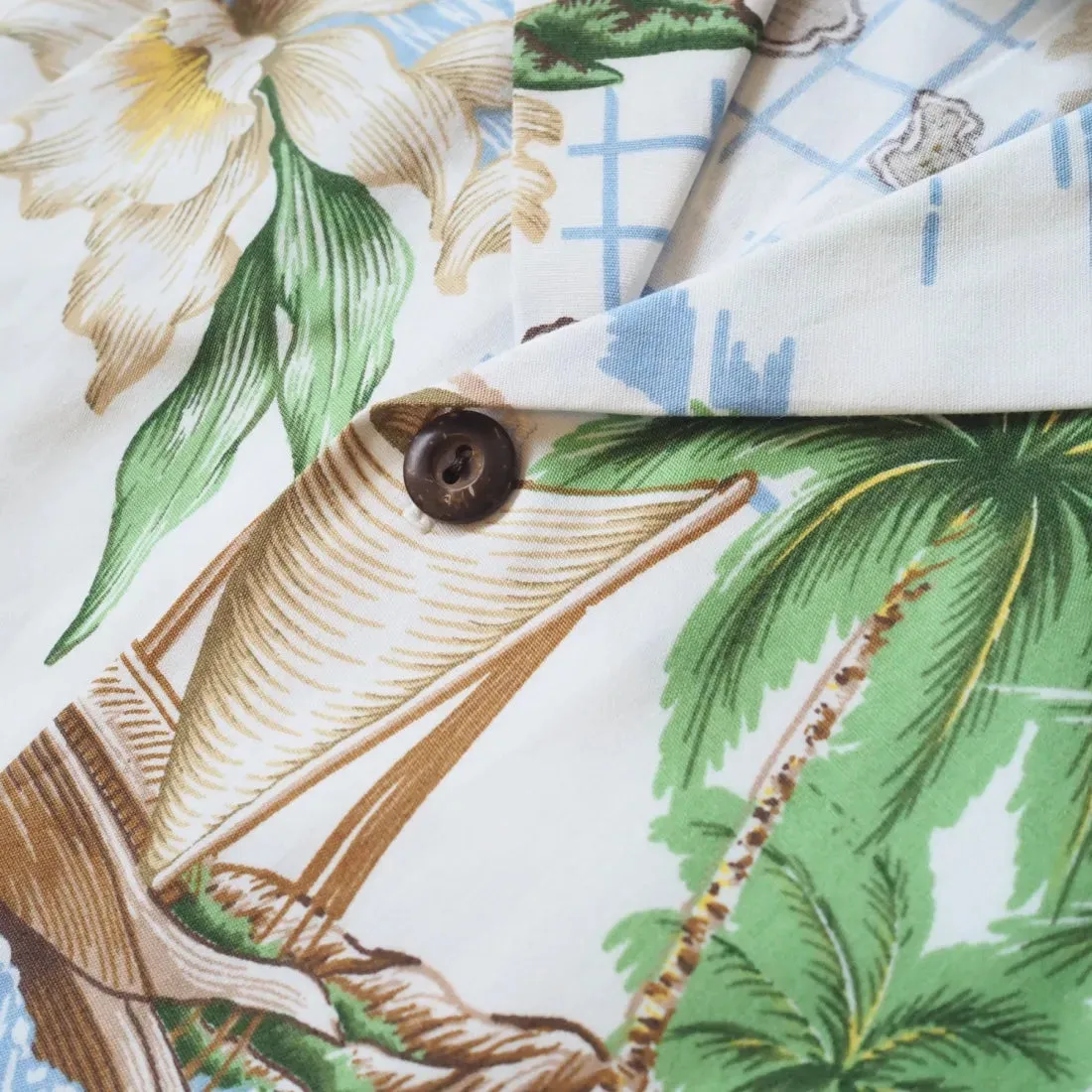 Island Voyage White Hawaiian Cotton Shirt