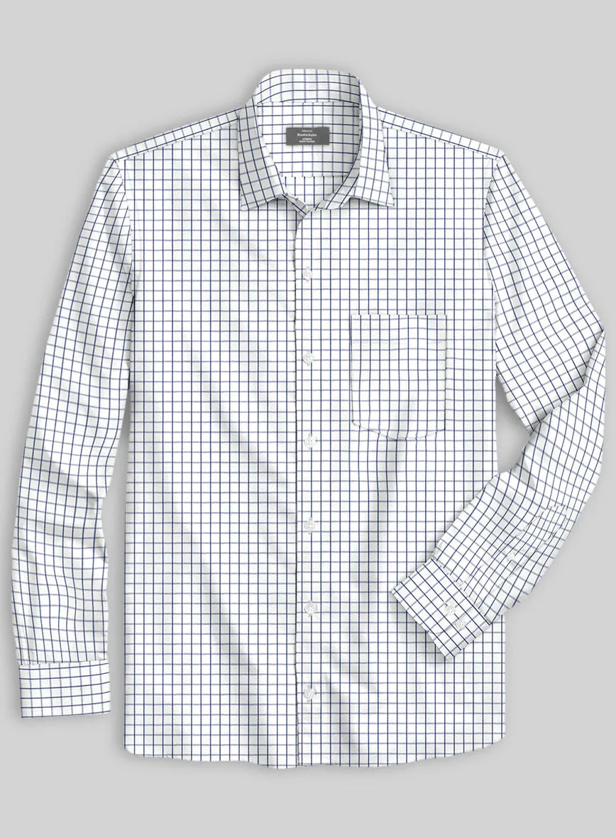 Italian Dark Blue Checkered Shirt