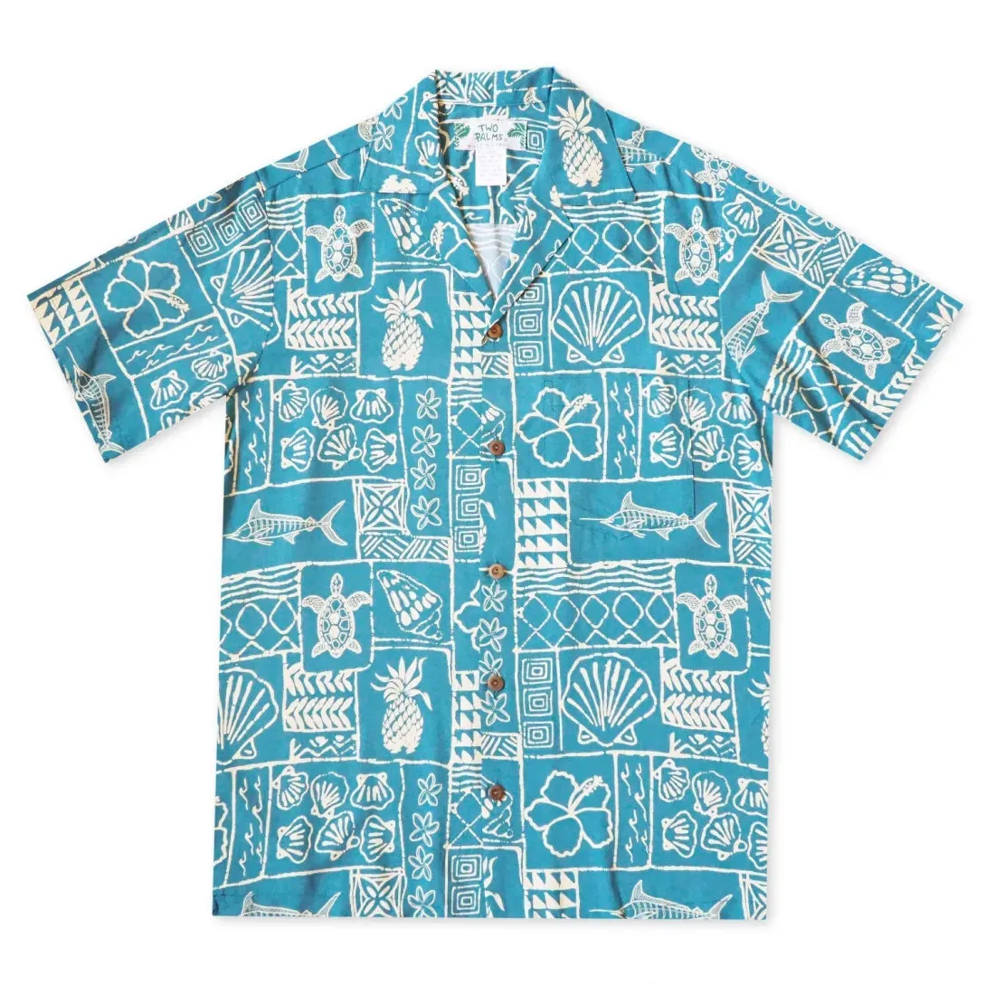 Kaka'ako Teal Hawaiian Rayon Shirt