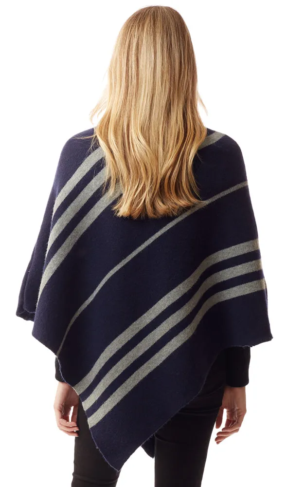 LOF1255 Vertical Stripe Turtle Neck Poncho