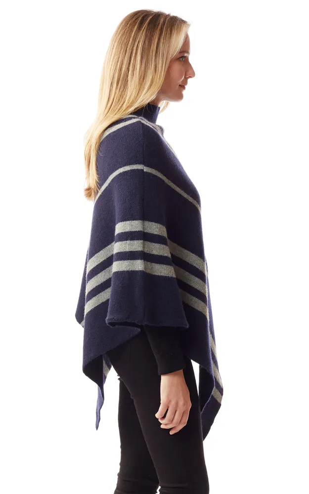 LOF1255 Vertical Stripe Turtle Neck Poncho