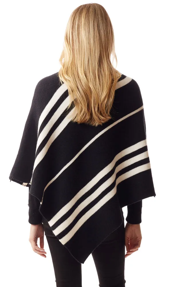 LOF1255 Vertical Stripe Turtle Neck Poncho