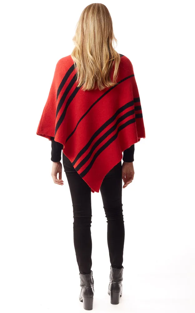 LOF1255 Vertical Stripe Turtle Neck Poncho