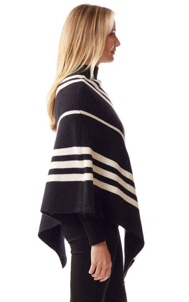 LOF1255 Vertical Stripe Turtle Neck Poncho