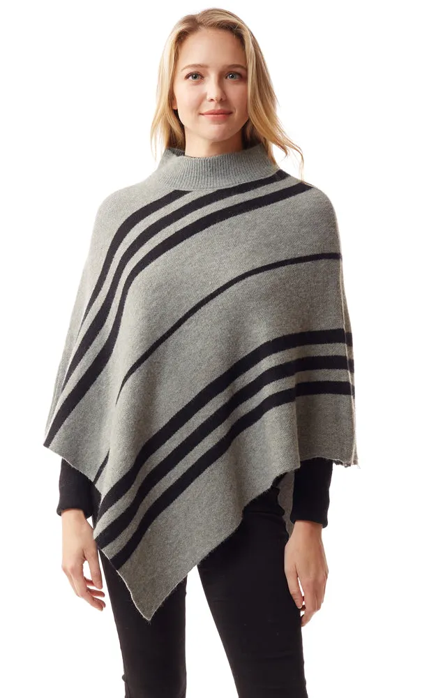 LOF1255 Vertical Stripe Turtle Neck Poncho
