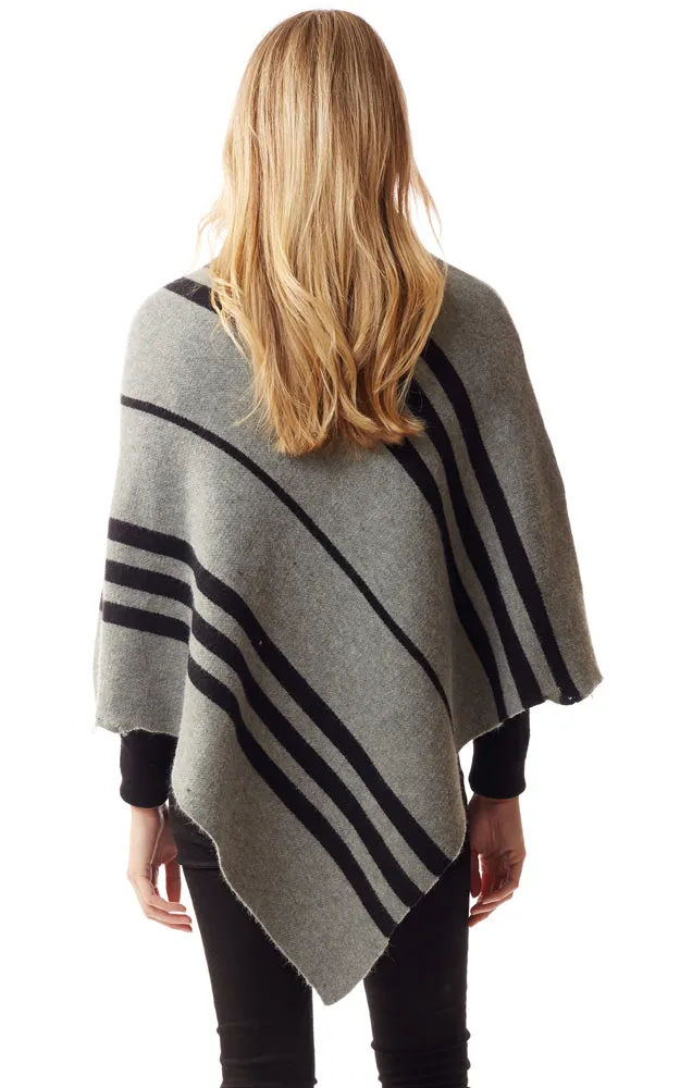 LOF1255 Vertical Stripe Turtle Neck Poncho