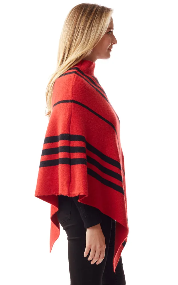 LOF1255 Vertical Stripe Turtle Neck Poncho