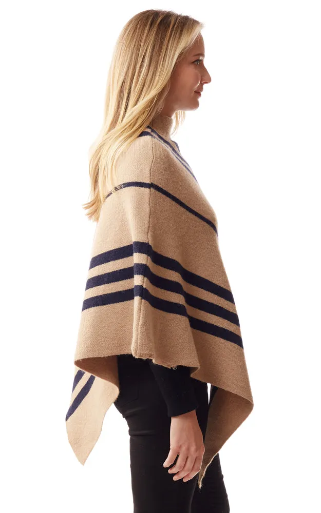 LOF1255 Vertical Stripe Turtle Neck Poncho