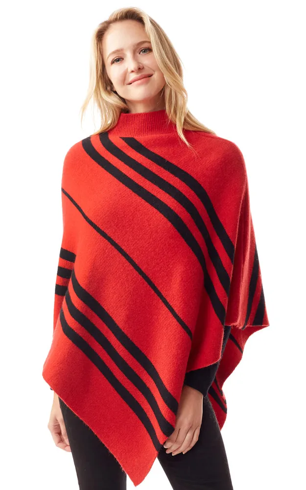 LOF1255 Vertical Stripe Turtle Neck Poncho