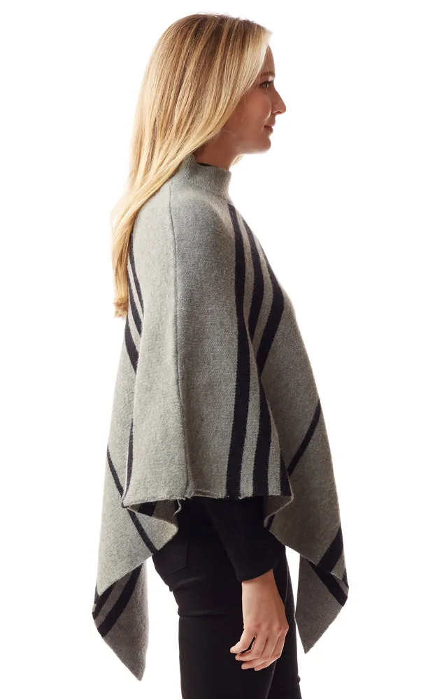 LOF1255 Vertical Stripe Turtle Neck Poncho