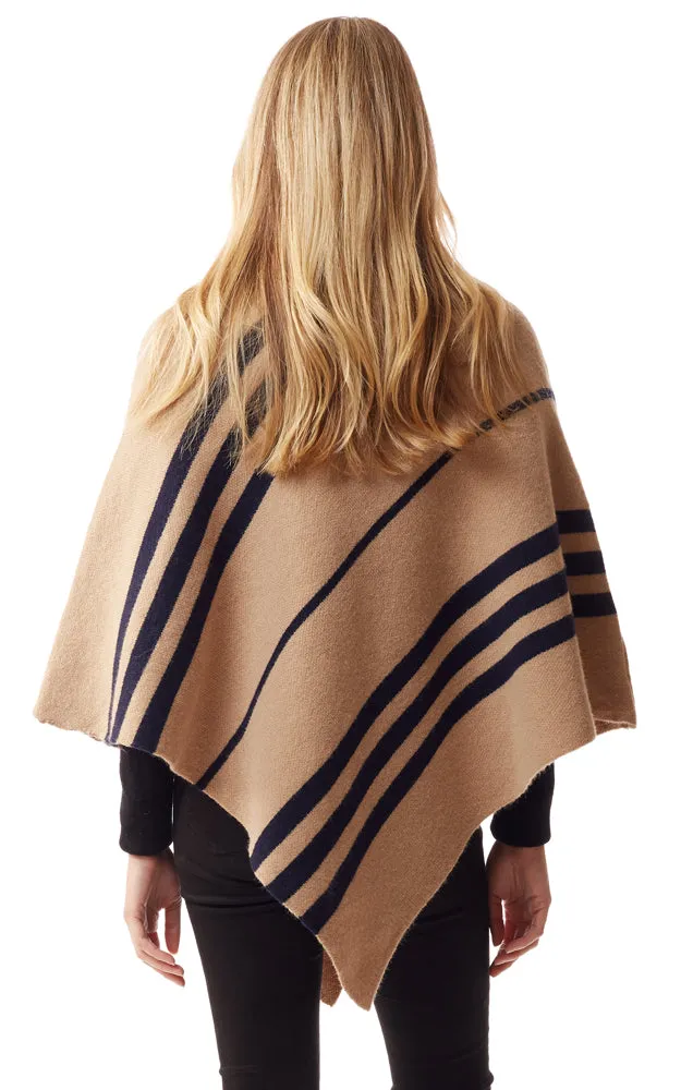 LOF1255 Vertical Stripe Turtle Neck Poncho