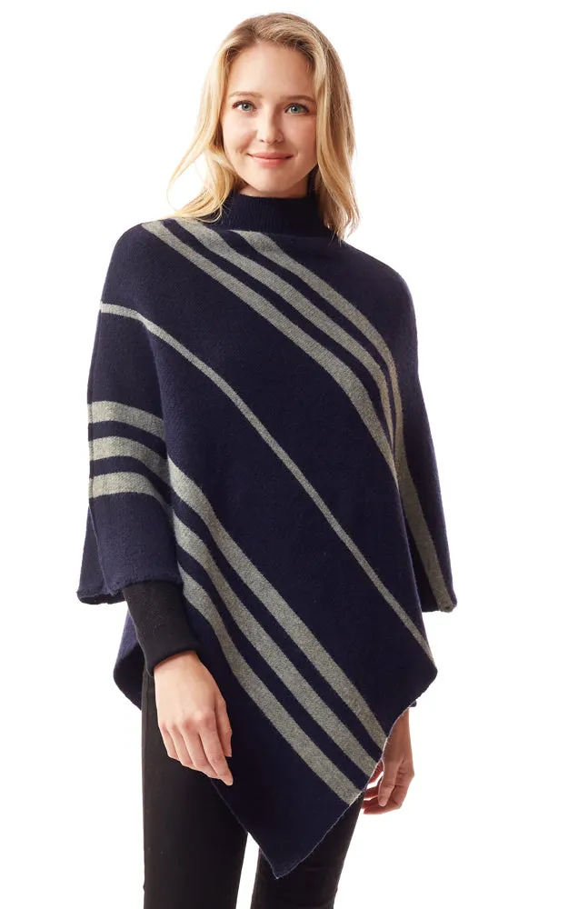 LOF1255 Vertical Stripe Turtle Neck Poncho