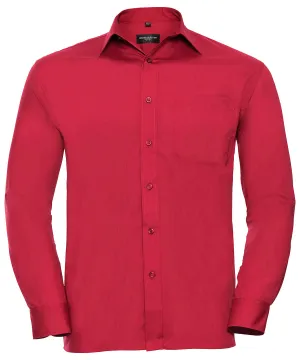 Long sleeve polycotton easycare poplin shirt | Classic Red