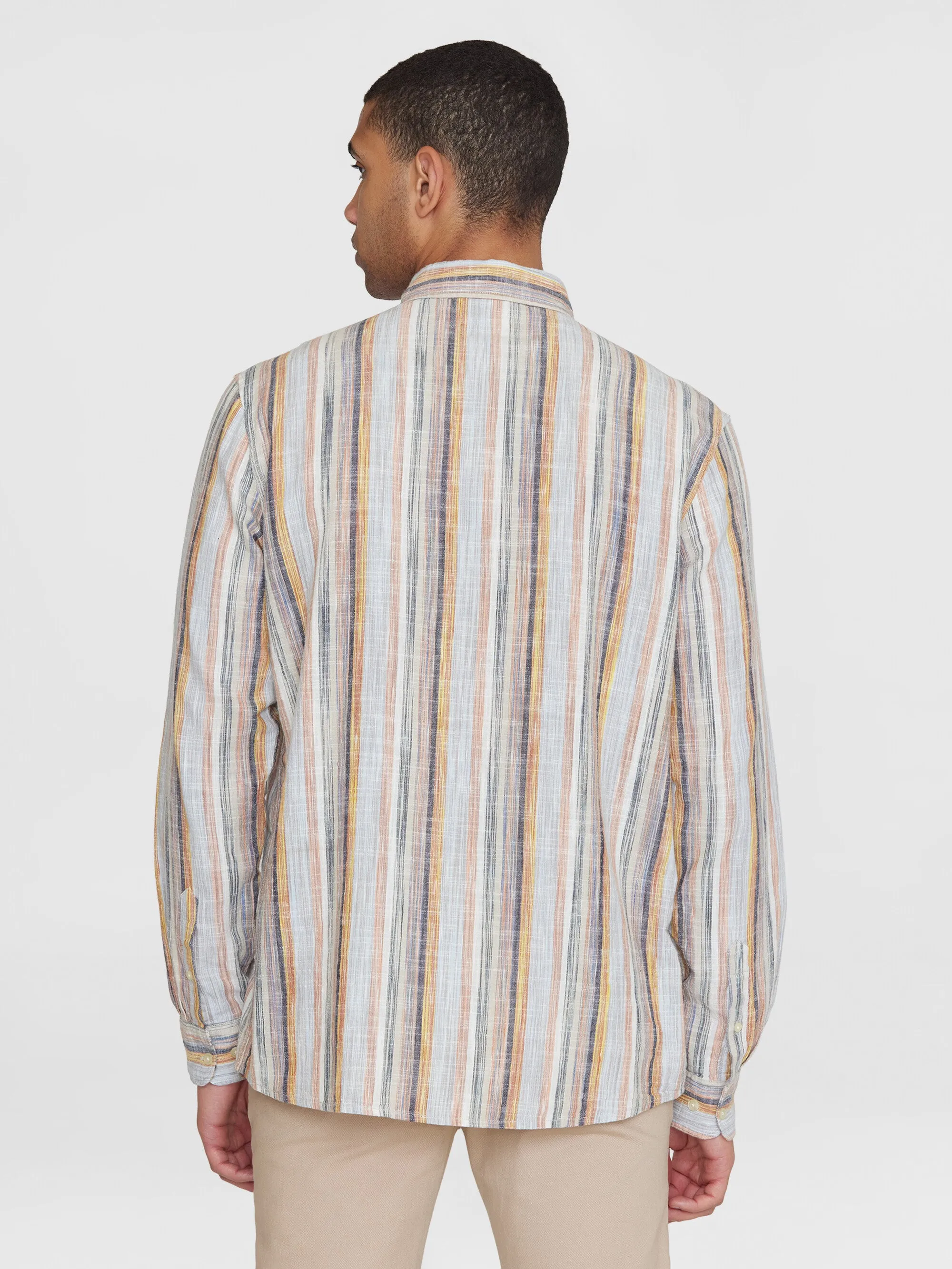 Loose multicolored striped cotton shirt - GOTS/Vegan - Multi color stripe