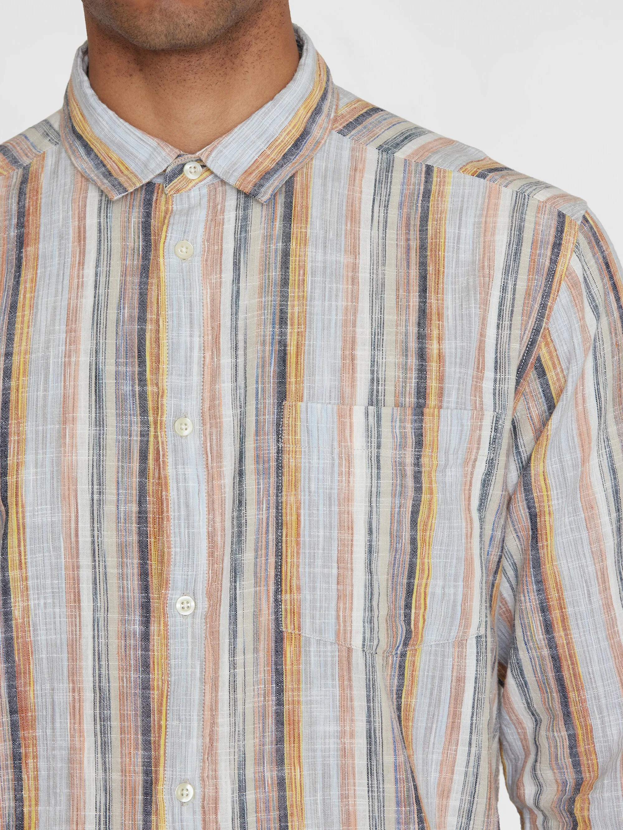 Loose multicolored striped cotton shirt - GOTS/Vegan - Multi color stripe
