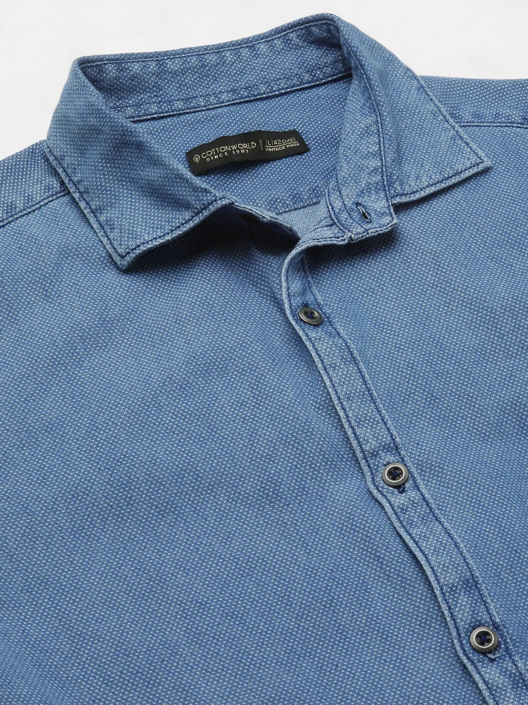 Men's Navy Cotton Slim Fit Shirt