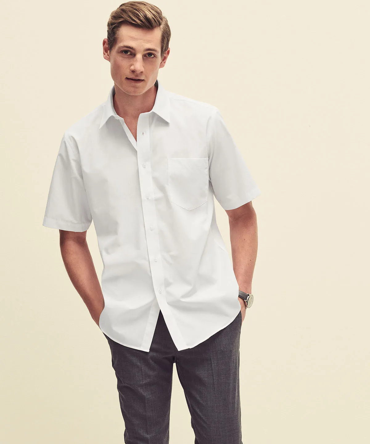 Poplin short sleeve shirt | Navy