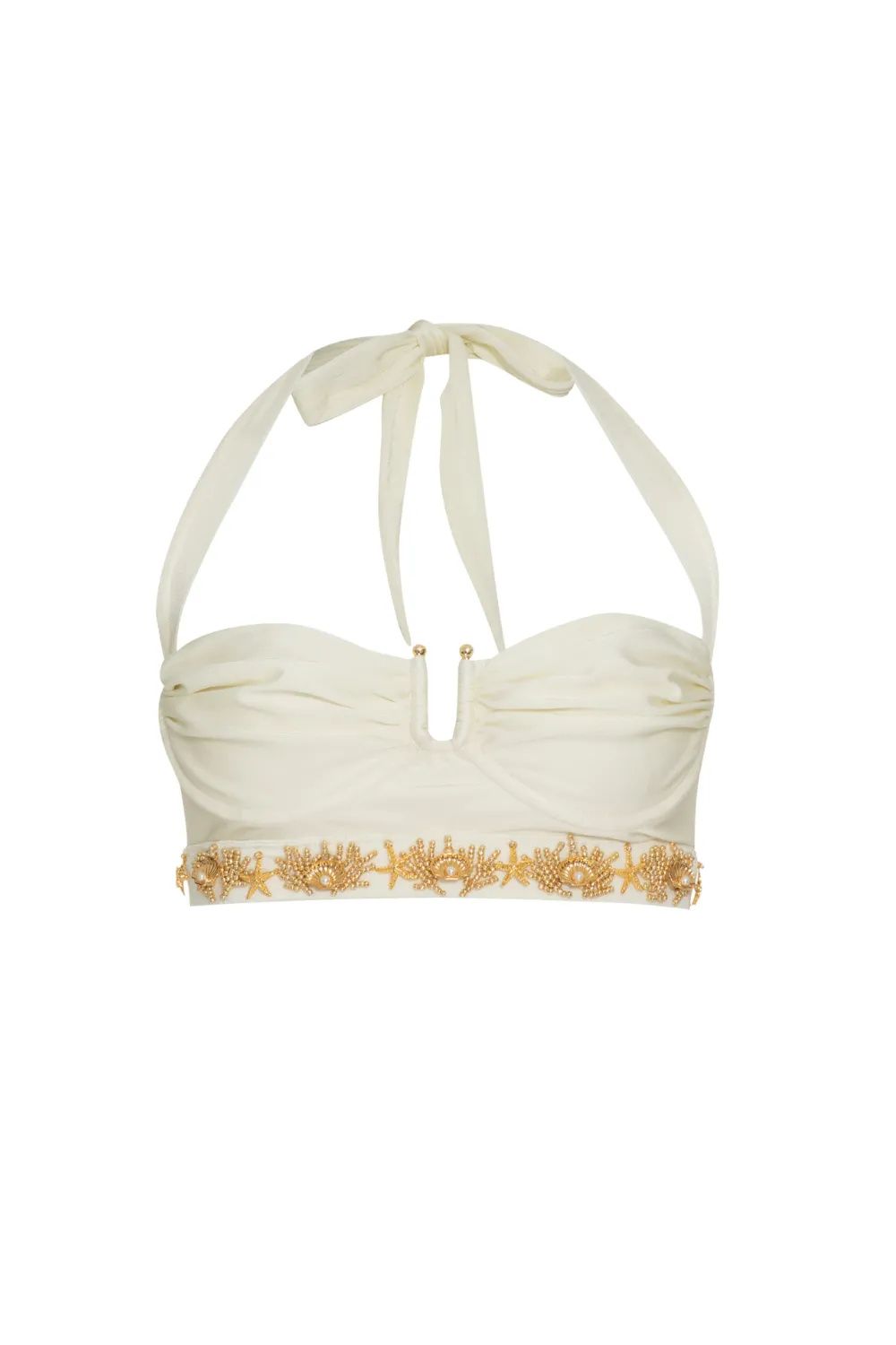 PORTOFINO HAND-BEADED HALTERNECK TOP
