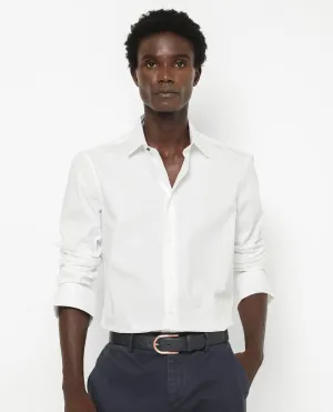 Rare Rabbit Men's Benedict White Cotton Poly Elastane Blend Fabric Full Sleeve Solid Formal Shirt