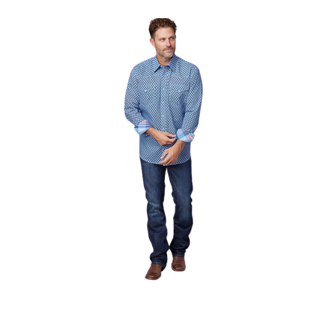 Roper Men's Foulard Print Blue Shirt